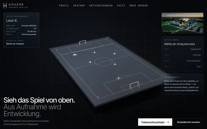 Höherr, Live-Website, KI-Drohnen-Spielanalyse
